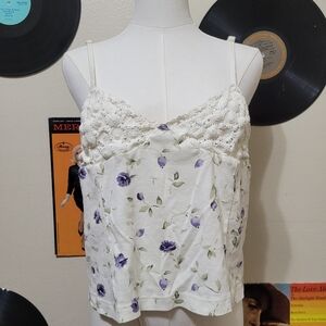 Victoria's Secret | Vintage 2001 Off-White Floral Knit Bust Cami